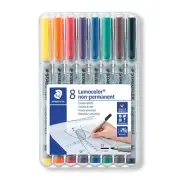Staedtler 315 WP8 Lumocolor Universal Non Permanent Medium Pens Assorted Colours