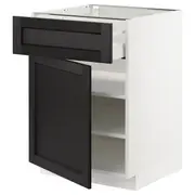 METOD / MAXIMERA base cabinet with drawer/door, white/Lerhyttan black stained, 60x60x80 cm