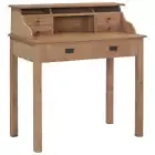 Solid Teak Wood Desk Computer Workstation Study Writing Desk with Shelf vidaXL