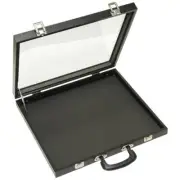 Glass Top Lid Display Carrying Case w/ Handle 16 1/4"W x 15"D x 2 1/8"H