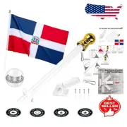 All-in-One Dominican Flag Kit with 6ft Tangle-Free Pole for Indoor & Outdoor