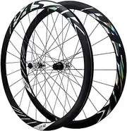 Road Bike Wheelset 700C Road Wheelset Disc Brake Thru Axle Double Wall Aluminum Alloy Rims 24H Hub for 8-12 Speed Cassette Bike Wheels ，2108g(Silver)
