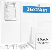 6 Pack Cork Board for Wall, Square 30 x 30cm White Bulletin Board 9mm Thick Felt Board Tiles with 60 Pins, Small Display Pin Board for Home Office, Wall Tiles for Photos Memos