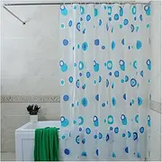 Punch-Free Shower Curtain Home Hotel Guest Room Bathroom Waterproof Thicken Window Shading Curtains Circle Art Bathtub Partition Curtains, W180CMxH200CM
