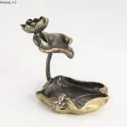 Copper Backflow Incense Holder Base Lotus Leaf Waterfall Aromatherapy