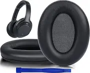 SOULWIT® Professional Earpads Cushions Replacement for Sony WH-1000XM3 (WH1000XM3) Over-Ear Headphones, Ear Pads with Softer Protein Leather, Noise Isolation Memory Foam, Added Thickness (Black)