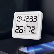 Indoor Thermometer Hygrometer Durable with Clock LCD Display for Bedroom Office