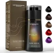 PolarHair Dye Shampoo, PolarHaircare Instant Dye Shampoo, H.air D-ye Sham-poo 3 in 1 for Gray H-air, Color Sham-poo Hair D-ye for Ha-ir Coverage, Keeping Ha-ir Healthy and Shiny (Light Brown)