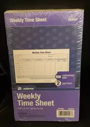 Adams Weekly Time Sheets, 2 Part, 9 x 5.5 Inches, 100/Pad, Carbonless
