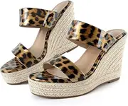 [VARECOLA] Women Slip On Clear Straps Espadrille Wedge Heel Sandals Slide Peep Toe Mule Platform Sandals
