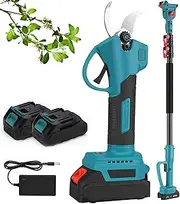 Cordless Electric Pruning Shears, Battery-Powered Garden Scissors with 2m Telescopic Rod, 2.5cm Cutting Capacity, 3000mAh Battery, for Tree Branches & Flowering Bushes