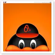 Baltimore Orioles Mascot Oriole Bird Minimalist MLB Fine Art Print by S. Preston - Contemporary Kids Room Wall Decor, 12" x 12" Unframed Collectible Poster - Colorful Clean Sports Artwork