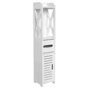 Bathroom Storage Cabinet Organiser Cupboard Shelf Tall Slim Laundry Toilet - 80cm