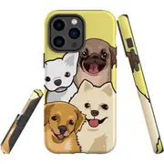 For iPhone 14 Pro Max Case Tough Protective Cover, Illustrated Puppies