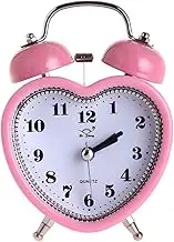 Heart Bell Alarm Clock Nightlight Wake Up Table Digital Clocks Desktop Retro Household for Bedroom Office Travel Gift, Pink