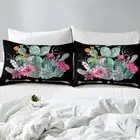 Cover Set Full Size White Geometric Succulents Bedding Set for Teen Kids Girls