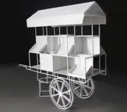 White Chanel Metal Flower Cart Wedding Candy Dessert Display Cake Stand Canopy