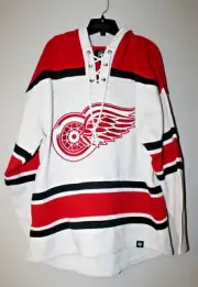 New Detroit Red Wings old time jersey style mid weight cotton hoodie men's M