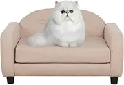 DGBAOBEI Stylish Wooden Frame Pet Sofa Bed,Cat sofa bed with Linen Fabric for Puppy and Cat (Beige)