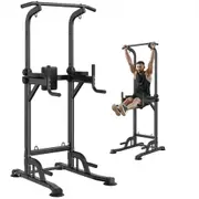 VEVOR Power Tower Dip Station, 10-Level Height Adjustable Pull Up Bar Stand, Multi-Function Home Gym Strength Training Fitness Workout Equipment with