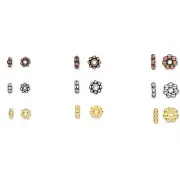100 Flat Flower Rondelle Disc Spacer Beads Plated Pewter Base Metal Small - Big