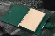 A5 loose leaf Writing note Notebook Retro Diary Notepad cow leather green Q395