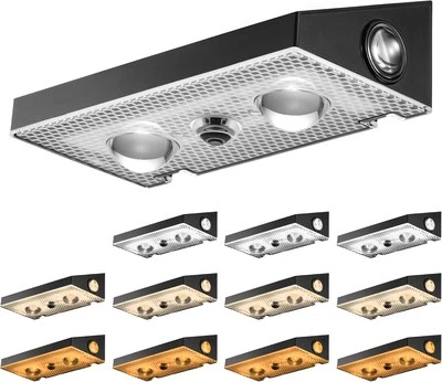 Solar Fence Lights Outdoor,3CCT Warm White Cool 3-Way 12Packs,