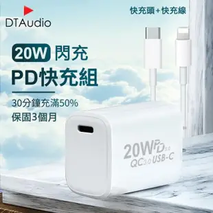 【聆翔】20W蘋果PD快充組 安卓QC3.0快充 2米組(充電器 充電線 iPhone IPAD 三星 OPPO HTC 適用)