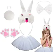 White Rabbit Costume, Bunny Ears And Tail, Adjustable Rabbit Cosplay Set For Easter Halloween Christmas, Comfortable Party Accessories For Festivities