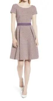 Hugo Boss Dalene Orange & Blue Patterned Dress NWT