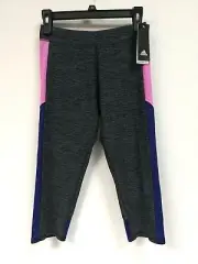 adidas Girls' Climalite Match Point Capri-Length Leggings, Gray, YXL