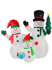 The Joyous Snowman Family Illuminated Christmas Inflatable Display - 2.2m