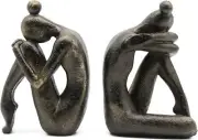 Lukitas Unique Decorative Girl Thinker Bookends, Home Office Books Bronze