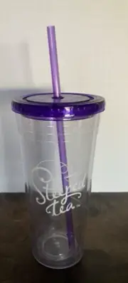 Tumbler Reusable Purple New w/ Straw & Lid Acrylic Travel Steeped Tea Brand