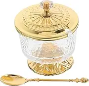 Glass Sugar Bowl with Lid and Serving Spoon Style Kitchen Canister for Sugar Spices and Condiments and Glass Container for Home Decor