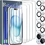 Ferilinso 4 Pack Screen Protector for iPhone 15 with 4 Pack Tempered Glass Camera Lens Protector Phone Case Friendly HD Accessories Protector de Pantalla for Apple iPhone 15 6.1 INCH