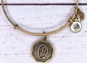 NEW NWT Alex and Ani Letter Initial Q Charm Bangle Gold Bracelet