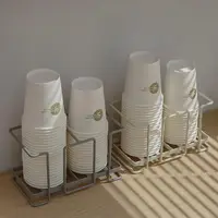 在飛比找momo購物網優惠-【zozo】日式簡約紙杯架-雙格(收納紙杯架 免洗杯架 飲水