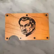 Wood Wallet Minimalist Laser Engraved with Vincent Price