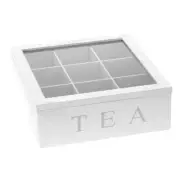 Wood Tea Bag Organisers Tea / Coffee Storage Case Boxes 9 Grid