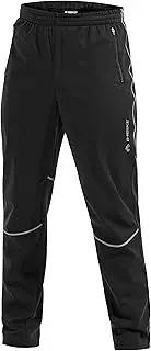 [INBIKE] Winter Cycling Trousers Striped Fleece Running Sportsman Pants Mens, Black, L