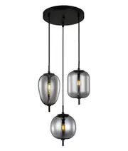 Pino Interior Smokey Black Mirror Finish multiple Pendant Light