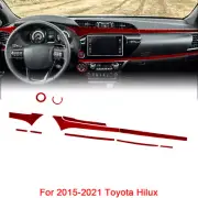 For 2015-2021 Toyota Hilux Dashboard Console Carbon Fiber Kit Trim Red 11Pcs (for: Toyota)