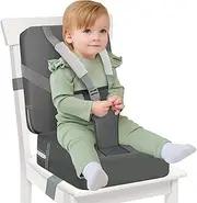 Toddler Booster Seat for Kitchen Chair & Dining Table – Waterproof PU Foam Cushion with Backrest & Safety Straps – Foldable, Lightweight Design for Kids Ages 2-6 – Easy to Clean