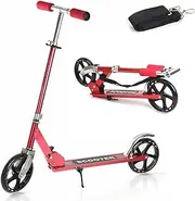 Kick Scooters with 200mm Large Wheels, Scooter for Kids 10 Years and up/Adults Adjustable Height Shoulder Strap, Smooth Ride Commuter Portable Scooters Best Teen
