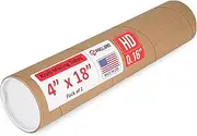 Paclord 4" x 18" Heavy-Duty Reinforced Cardboard Mailing Tube, Pack of 1 Tube with 2 Caps – Secure USPS Approved – Great for Shipping and Storing of Prints, Artwork, Posters or Documents