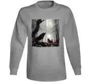 Wolves Howling At The Moon Ai Art Long Sleeve T Shirt