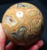 TOP 321G Natural Polished Mexico Banded Agate Crystal Sphere Ball Healing WD222