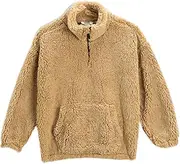 [Koton] Boys Teddy Sweatshirt Stand-Up Neck Zip Detail, Camel(105), 6-7 Years