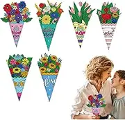Mother's Day Flower Craft Kit,Make Your Own Floral Crafts Set of 6 - Handmade Coloring Flower Paper Exchange Favor for Spring Holiday Mother's Day Classroom Home Activities